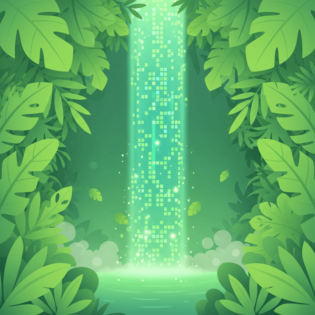 Cenário verde neon pixelado do Jacatube