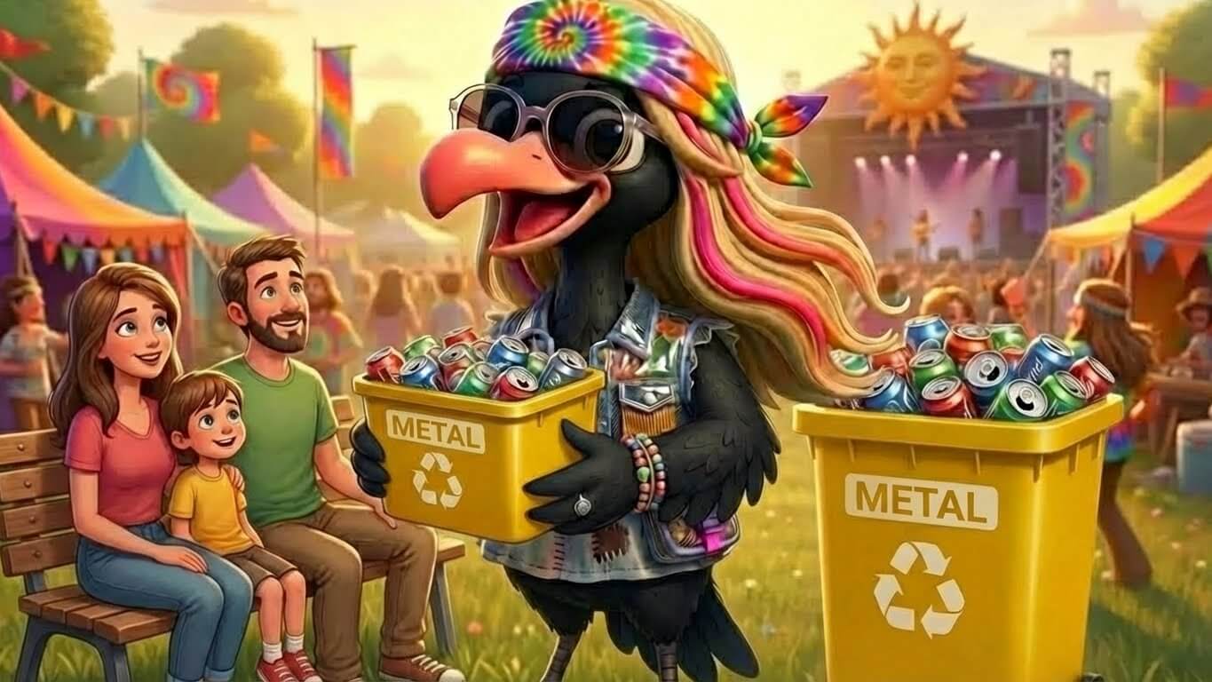 Lixeira amarela: metal